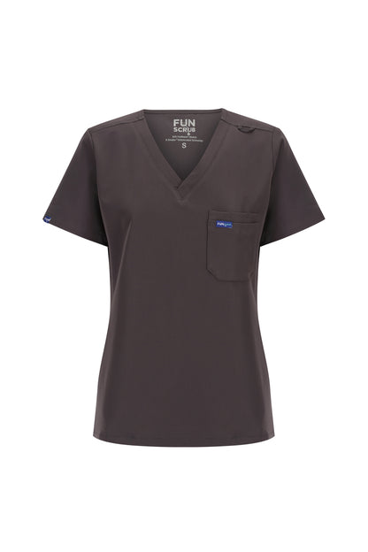 ScrubTech™ Luxe V-Neck Scrub Top - Charcoal