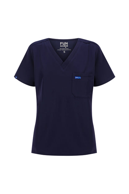 ScrubTech™ Luxe V-Neck Scrub Top - Navy